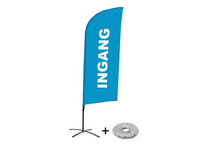 Promotievlag Alu Wind complete set "INGANG" Blauw kruisvoet Zwart