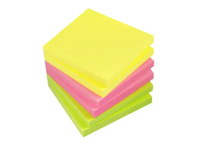 Bloc-mémos 75x75mm brillant 6 blocs assorti