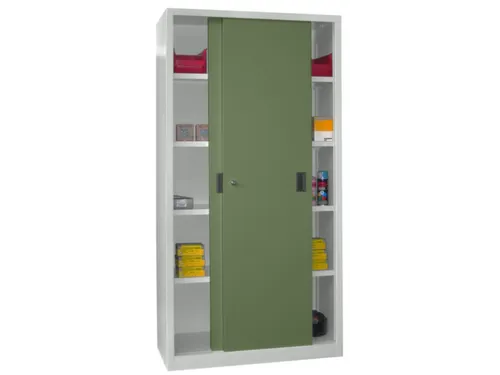 schuifdeurkast,HxBxD 1950x1000x500mm,RAL7035,front RAL6011