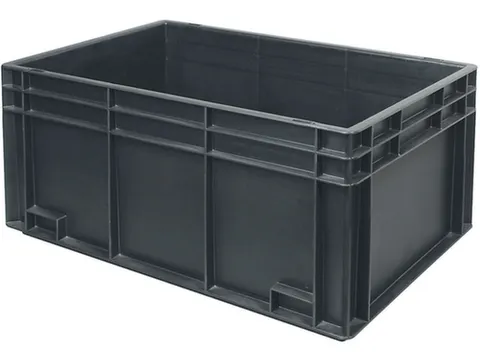 ESD-stapelbak,HxLxB 280x600x400mm,54l,PP,zwart,Wanden gesloten