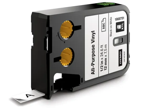 Dymo Xtl Tapes 12mm Zwart Op Wit Vinyl