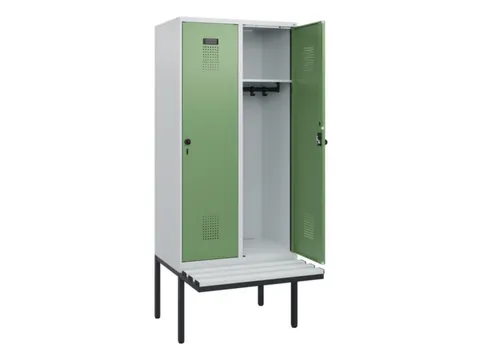 locker met bank,HxBxD 1950x800x815mm,2vak,vak B 400mm,draaigrendel