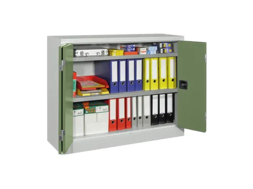 Vouwdeurkast 1000x1200x400mm 2legborden Verzinkt Ral7035 Front Ral6011