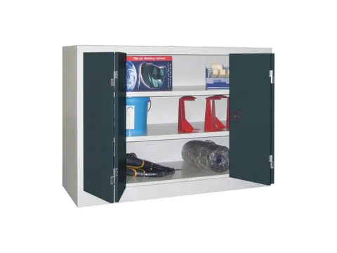 Ruime Vouwdeurkast 1000x1200x500mm 2legborden Ral7035 Front Ral7016