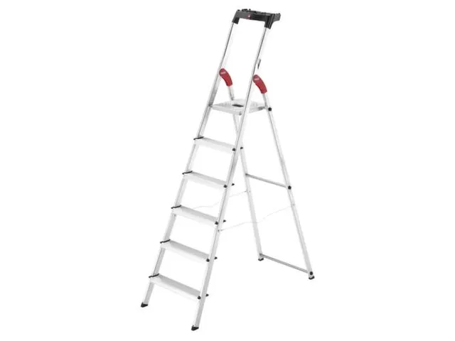 staande trap,eenzijdig,6trede(n),Stand H 1,28m,balk L 2,08m