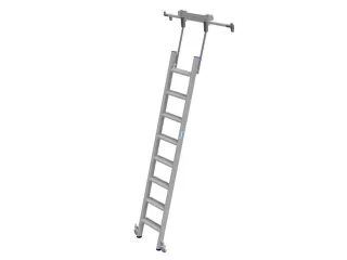 verrijdbare stellingladder,balk L 2,2m,v. H tot 2,37m,8,treden - 1
