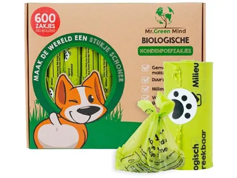 Mr. Green Mind hondenpoepzakjes Bio groen doos van 600 stuks