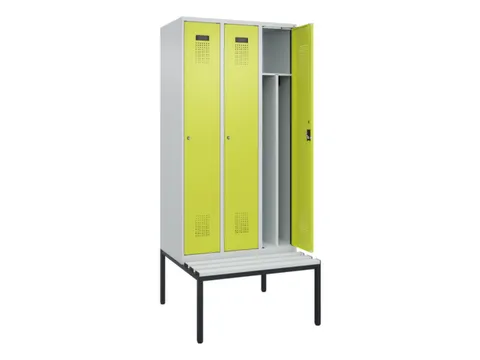 locker met bank,voor scheiding van kleding,HxBxD 2120x900x815mm,3vak