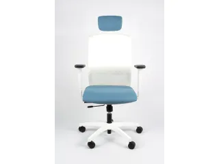Bureaustoel EN1335 Linea Tekna White 01/PT l.blauw/wit Hoofdsteun - 2