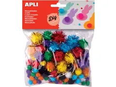 Pompons Zakje Met 78 Stuks Glitter Kleuren