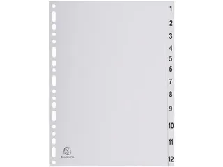 tabbladen numeriek voor A4 uit PP grijs 12 tabs - 2