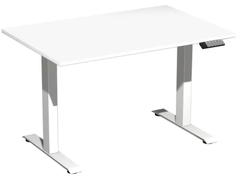 Elektrisch ihv bureau,HxBxD 630-1280x1200x800mm,blad wit,T-voet wit