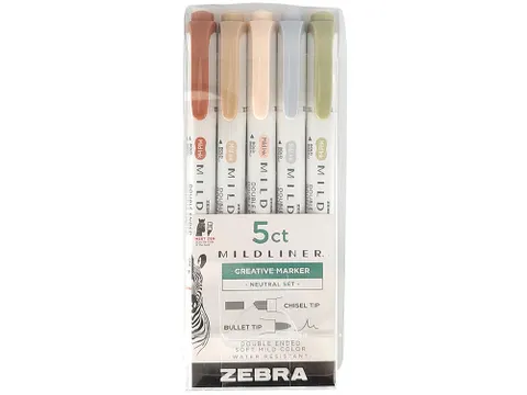 MILDLINER markeerstift Neutral 5 x assorti kleur dubbele punt