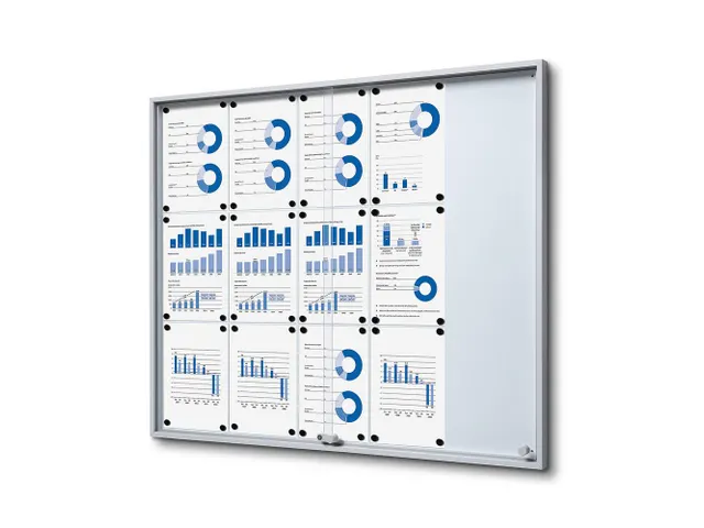 Vergrendelbaar notitiebord Indoor Slim 15xA4 met Schuifdeuren Zilver
