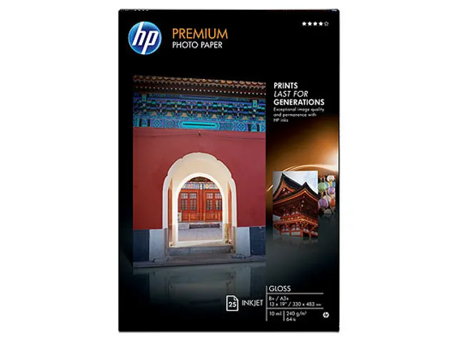 HP Premium Gloss Photo Paper 240 gsm-25 sheet/A3+/330 x 483 mm (13 x 1