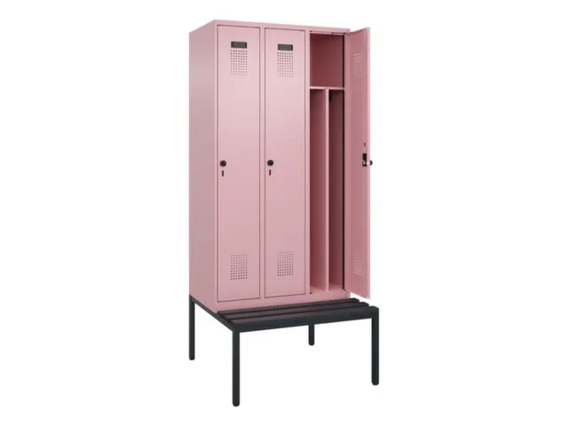 locker met bank,voor scheiding van kleding,HxBxD 2120x900x815mm,3vak