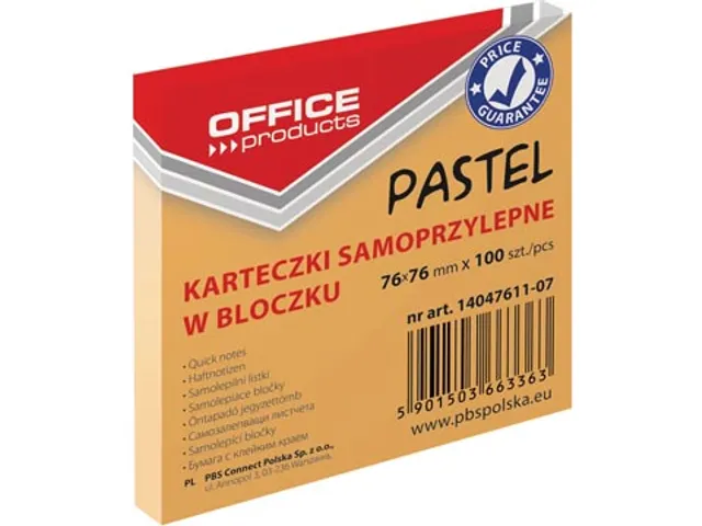 Memoblok Pastel 76x76mm 100 vel oranje