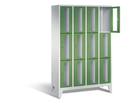 lockerkast 1850x1190x500mm 4x3 vakken Cilinderslot Poten, RAL6011