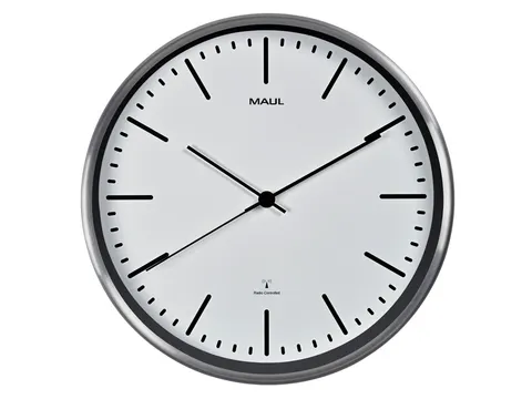 Wandklok MAUL Fly RC Ø305x45mm aluminium frame wit incl. batterij