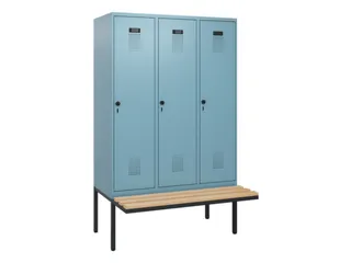 locker met bank,HxBxD 1950x1200x815mm,3vak,vak B 400mm,draaigrendel - 2