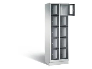 Lockerkast 1800x610x500mm 2x5 vakken Cilinderslot, Sokkel, RAL7021 - 1