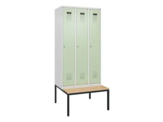 locker met bank,voor scheiding van kleding,HxBxD 2120x900x815mm,3vak - 2