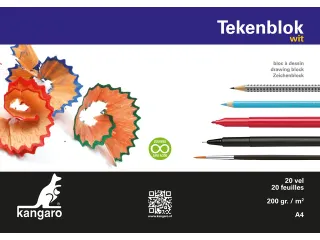 Tekenblok Kangaro 210x297mm 200 grams 20 vel, wit - 1