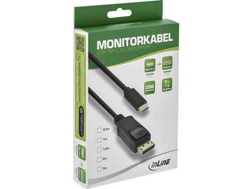 Kabel inLine USB-C Displayport 3.1 4K M/M 2 meter zwart