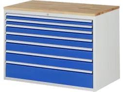 ladekast 825x1145x650mm 7laden cilinderslot RAL7035 RAL5010 beuken
