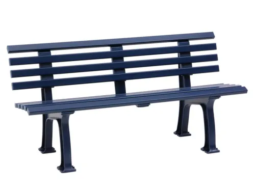 Kunststofbank 740x1500x380mm Zit H 440mm 9 Latten 2 Pootstellen Blauw