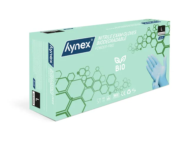 Handschoen Hynex nitril Maat L blauw 3.5gr 100 stuks