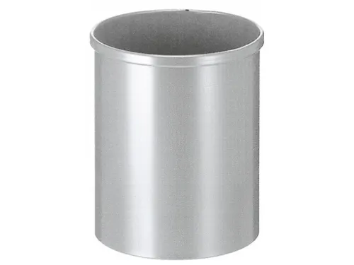 Ronde Papierbak Metaal 15 Liter Zilver
