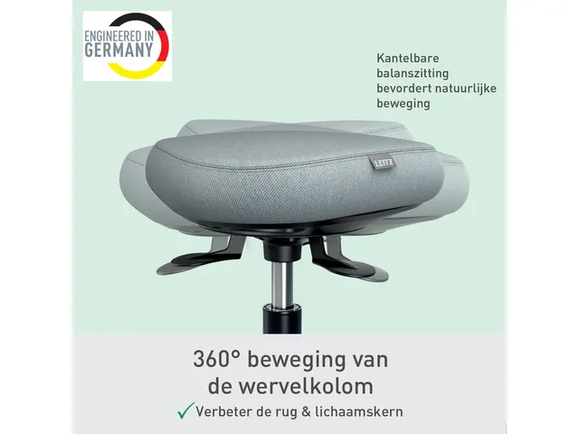 Zitkruk Leitz Ergo met wieltjes en wiebelkussen 600x470x600mm zwart