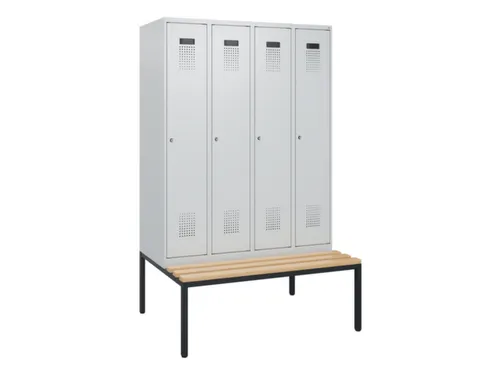 locker met bank,HxBxD 1950x1200x815mm,4vak,vak B 300mm,cilinderslot