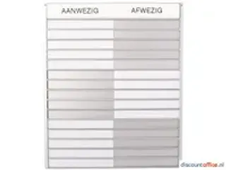OUTLET In-uit Bord 45 Namen Aluminium Aan/afwezigheidsbord Groot Wit - 1