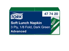 Tork 477420 Soft Lunchservet Advanced Donkergroen 33x33cm 1/8 vouw