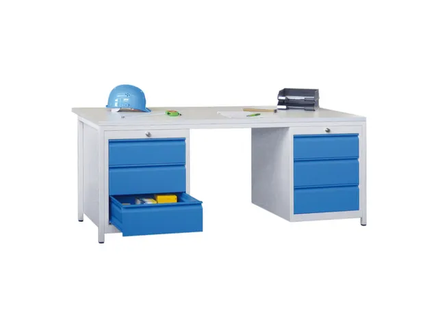 Bureau De Prestige Hxlxp 720X1700X800Mm 6Tiroirs Ral7035 Façade Ral50