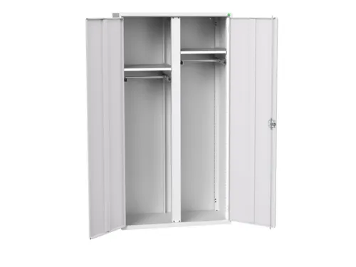 Lockerkast 2000x1050x550mm 2 vakken, dubbele vleugeldeur, RAL7035
