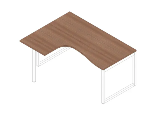 hoek-bureau,HxBxD 730x1600x1200mm,blad canaletto-hout,verdieping links