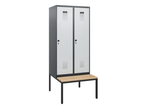 locker met bank,HxBxD 1950x800x815mm,2vak,vak B 400mm,draaigrendel
