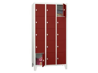 lockerkast,HxBxD 1850x900x500mm,3x5vakken,RAL7035,front RAL3000 - 2
