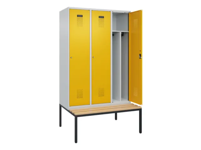 locker met bank,voor scheiding van kleding,HxBxD 2120x1200x815mm,3vak