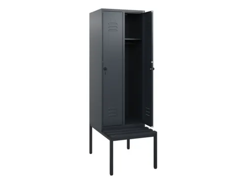 locker met bank,HxBxD 1950x600x815mm,2vak,vak B 300mm,draaigrendel