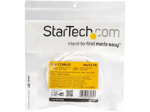 Usb-c Naar Usb-c Kabel 4 Meter Usb 2.0 Wit