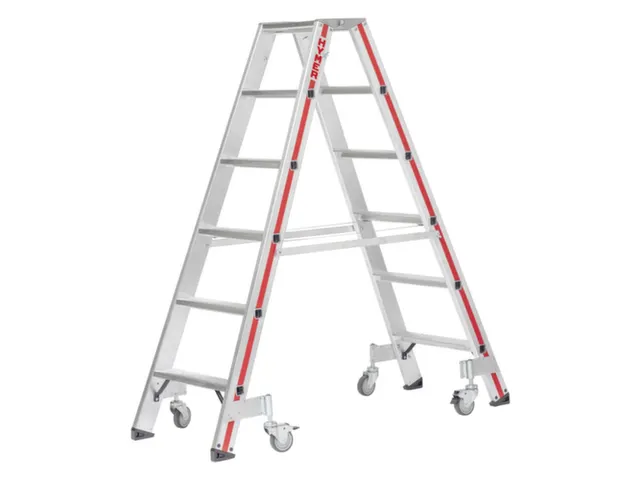 verrijdbare boktrap,beide zijden,2x3treden,Stand H 0,22m,balk L 0,77m