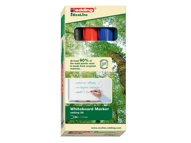 Viltstift edding 28 whiteboard EcoLine rond assorti 1.5-3mm 4st