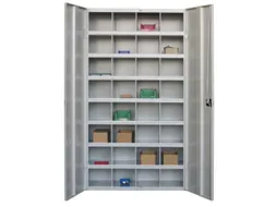 Materiaalkast Staal 1800x1000x530mm 32vakken Ral7035 Front Ral5012