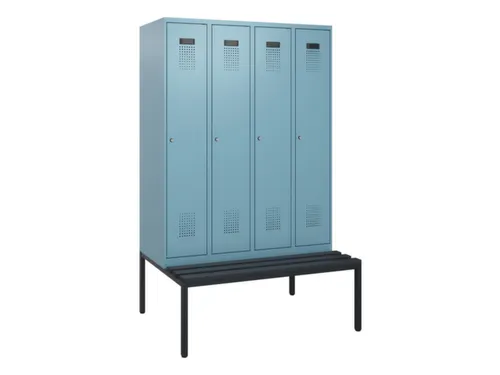 locker met bank,HxBxD 1950x1200x815mm,4vak,vak B 300mm,cilinderslot