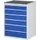 ladekast 1035x770x650mm 6laden cilinderslot RAL7035 RAL5010 metaal