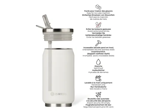 Thermosbeker Les Artistes Paris blik 280ml Wit Met Rietje
